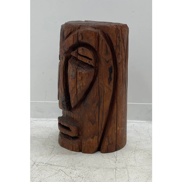 Mid-Century Modern Vintage Hand Carved Stand Table For Sale - Image 3 of 7