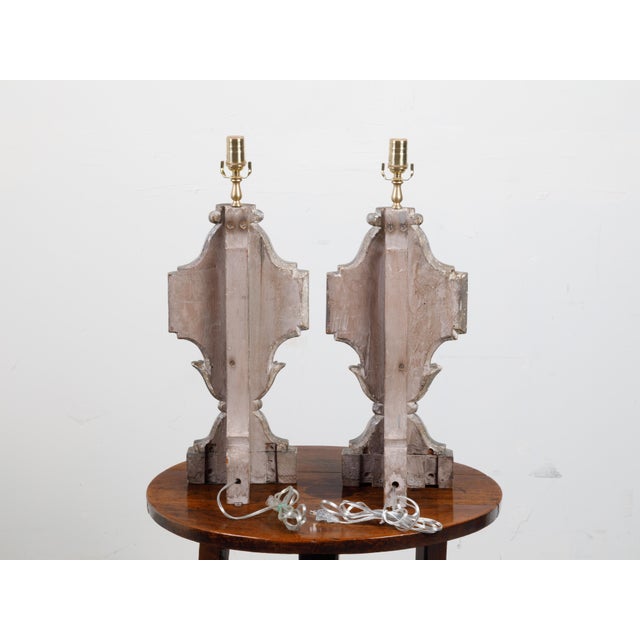 French 18th Century Carved and Gilded Fragments Made into Table Lamps - Pair For Sale - Image 9 of 10