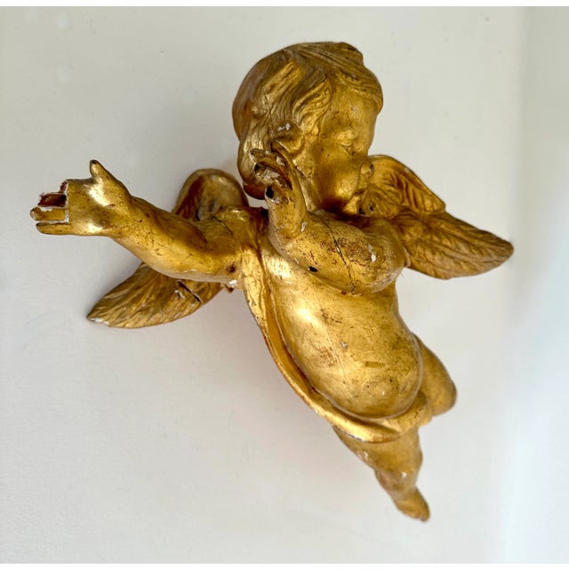Late 19th Century Pair of Rococo Style Giltwood Putti Cherubs For Sale - Image 10 of 12