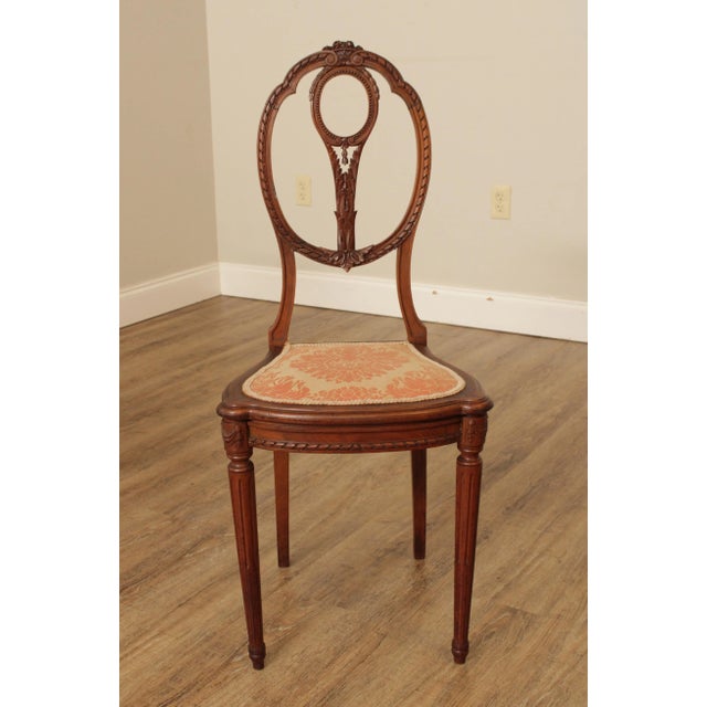 Antique Edwardian Period Carved Walnut Side Chairs - A Pair For Sale In Philadelphia - Image 6 of 13