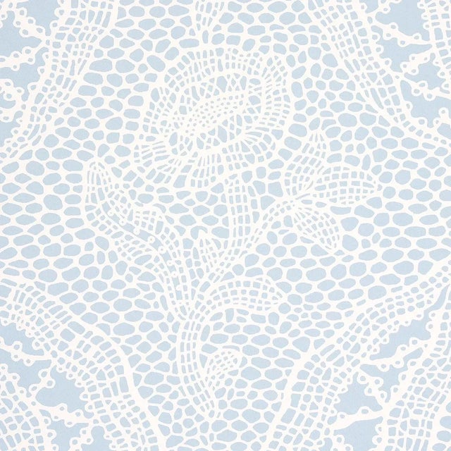 Contemporary Sample - Schumacher Cosette Lace Wallpaper in Cornflower For Sale - Image 3 of 5