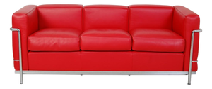 LC2 Three-Seater Sofa in Red Leather by Le Corbusier, 2010s