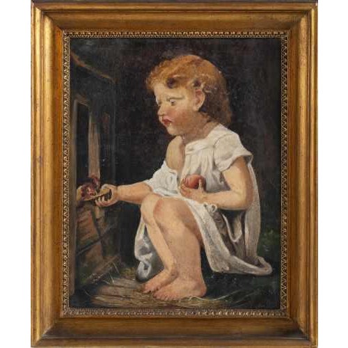 "Portrait of a Girl". Oil on canvas, signed. Dimensions: 48.5 x 38 cm.