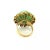 Carved Jade Floral 14k Yellow Gold Dome Ring - Size 7 For Sale - Image 4 of 6