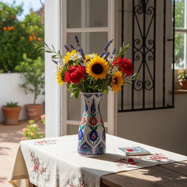 The Tactile Beauty: The Embossed Conical Vase Design is meant to be touched. The Handmade Ceramic Conical Vase...