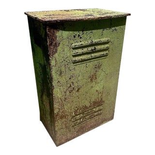 Vintage Industrial Metal Hamper C. 1940s For Sale