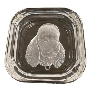 1970s Sevres France Frosted Poodle Dog Ashtray 6.5in For Sale