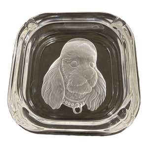 1970s Sevres France Frosted Poodle Dog Ashtray 6.5in
