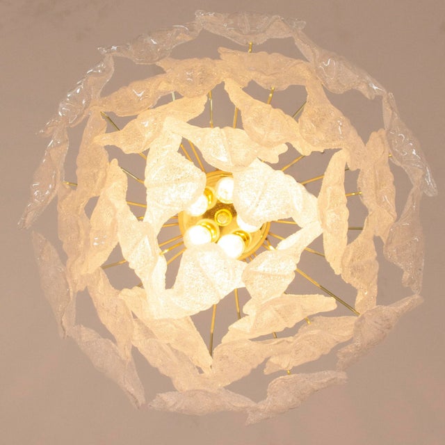 Suspension Chandelier in Murano Glass Leaves Crystal Color, Italy, 1990s For Sale - Image 11 of 12
