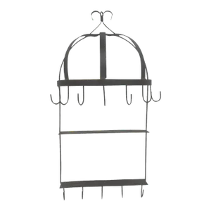 Vintage Farmhouse Black Metal Spice Utensil Rack