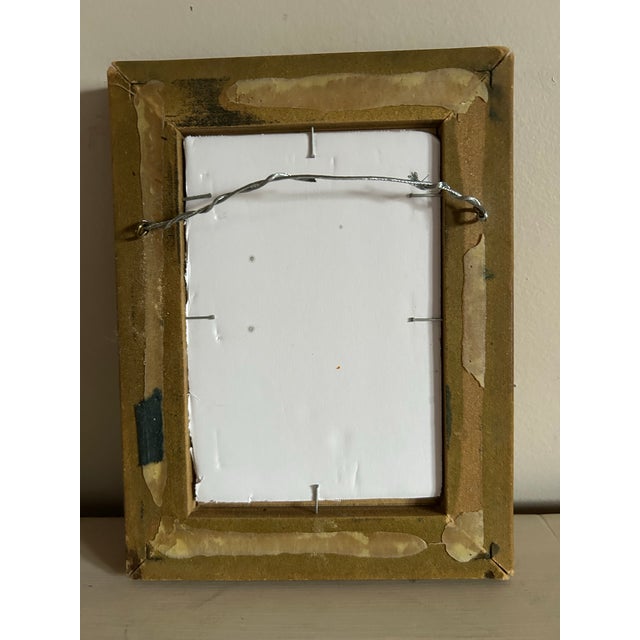 1970s Vintage 1970’s Small Abstract Drawing Portrait in Gold Frame For Sale - Image 5 of 5