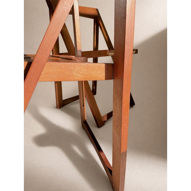 1960s Set of 4 Mid-Century Modern Trieste Walnut-Stained Folding Chairs attributed to Aldo Jacober for Alberto Bazzani, 1960s, Set of 4 For Sale - Image 5 of 9