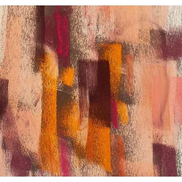 Mid-Century Modern 1960s Mid-Century Modern Vintage Abstract Pastel Drawing on Paper Wth Mat, Signed by French Artist Saozi For Sale - Image 3 of 4