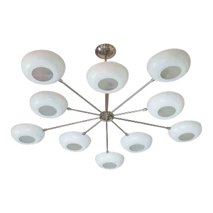 Stilnovo Style White Enameled Sputnik Chandelier
