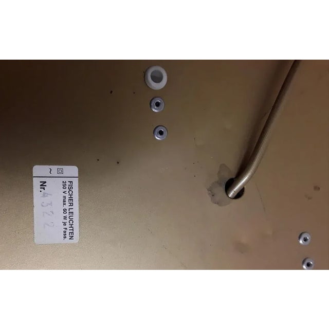 Metal Vintage German 2-Flame Flat Ceiling Lamp in Brass-Colored Metal, 1970s For Sale - Image 7 of 8