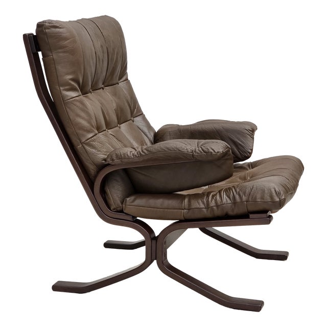 Scandinavian Armchair in Brown Leather, 1970s For Sale