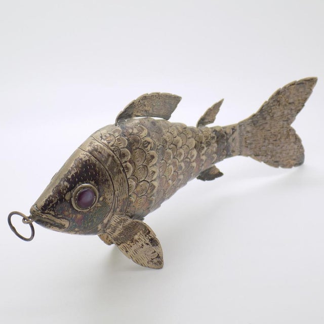 Large Vintage Portuguese Handmade Genuine Silver Fish Sculpture, 1940s For Sale - Image 6 of 14