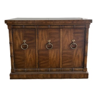 Vintage Drexel Heritage Flip Top Hollywood Regency Faux Bamboo Server For Sale