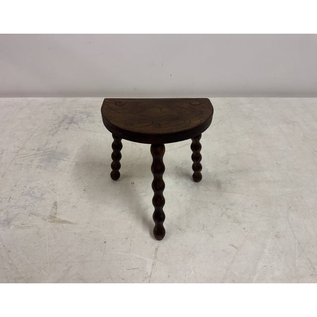 French Half-Moon Tripod Milking Stool, 1950s For Sale - Image 6 of 10