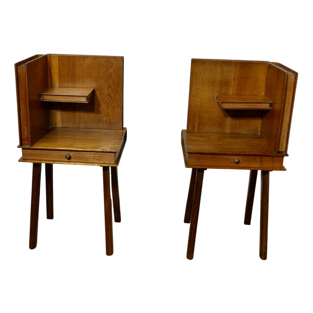 Arts and Crafts French Bedside Tables, 1960s, Set of 2 For Sale