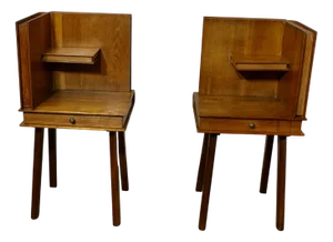 Arts and Crafts French Bedside Tables, 1960s, Set of 2