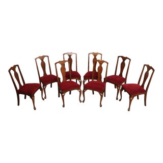 Queen Anne Style Set of Eight Carved Cherry Dining Chairs For Sale