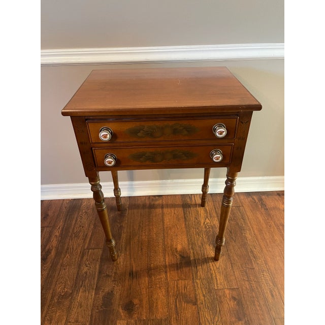 Brown Mid 20th Century Vintage L. Hitchcock Stenciled Nightstand For Sale - Image 8 of 12
