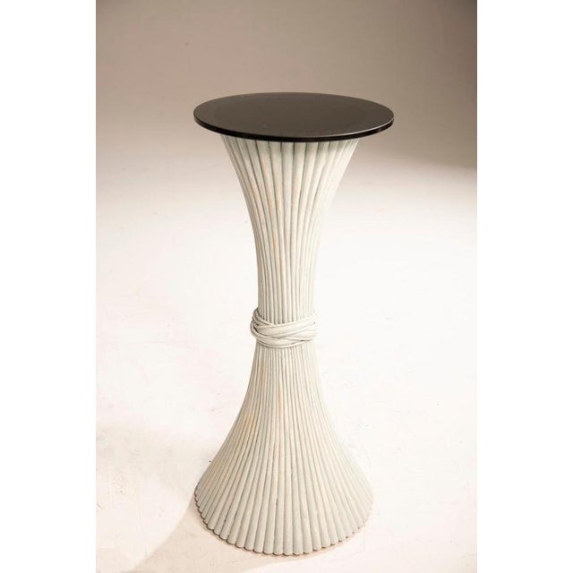 Black White Painted Bamboo Plant Stands with Black Glass Tops, 1970s, Set of 2 For Sale - Image 8 of 16