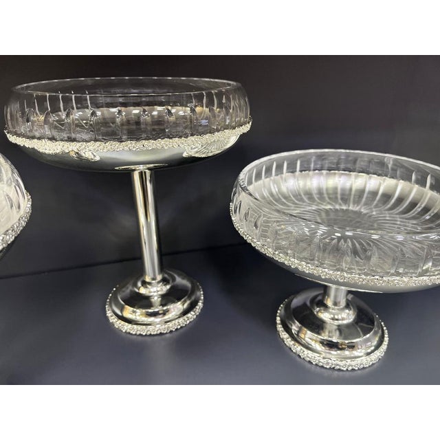 Boho Chic Silver-Plated Pedestal Trio, Set of 3 For Sale - Image 3 of 8
