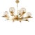 Early 21st Century Brass Sunburst Style Chandelier with Glass Globes For Sale