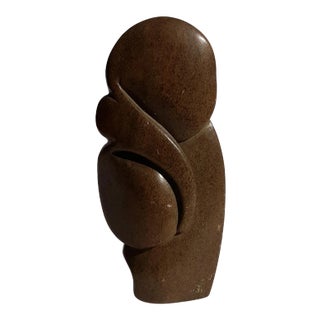 1997 Abstract Elephant Stone Carving Statue Signed For Sale