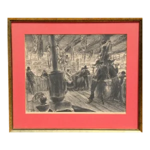 Interior Navajo Trading Post, Ira Moskowitz Lithograph, Signed in Pencil