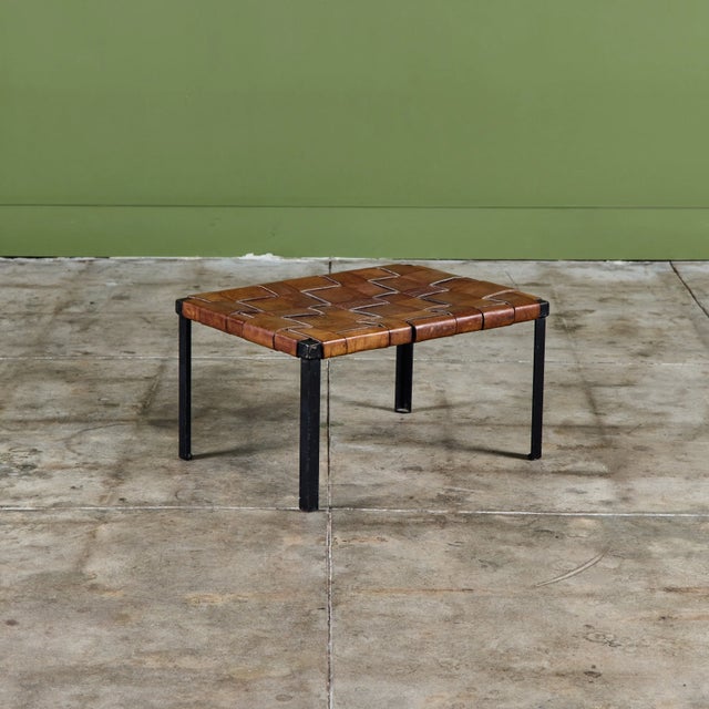 Small Woven Leather Bench by Swift and Monell For Sale - Image 10 of 18