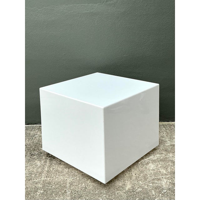 Vintage Postmodern Lucite Box Side Table For Sale - Image 4 of 12