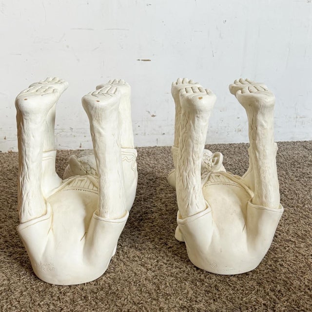 Off-white Boho Regency Plaster Monkey Tables by Continental Accents - a Pair For Sale - Image 8 of 11