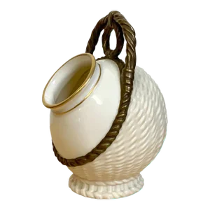 Late 19th Century Royal Worcester Aesthetic Basketweave Amphora Spill Vase, 1883