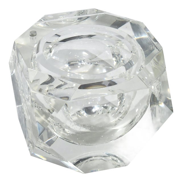 1900s Hollywood Regency Carole Stupell Faceted Lucite Ice Bucket For Sale