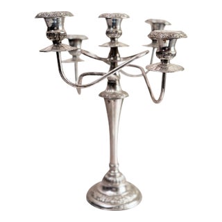 Vintage Silver Plated 5-Arm Candleabra, Art Nouveau For Sale