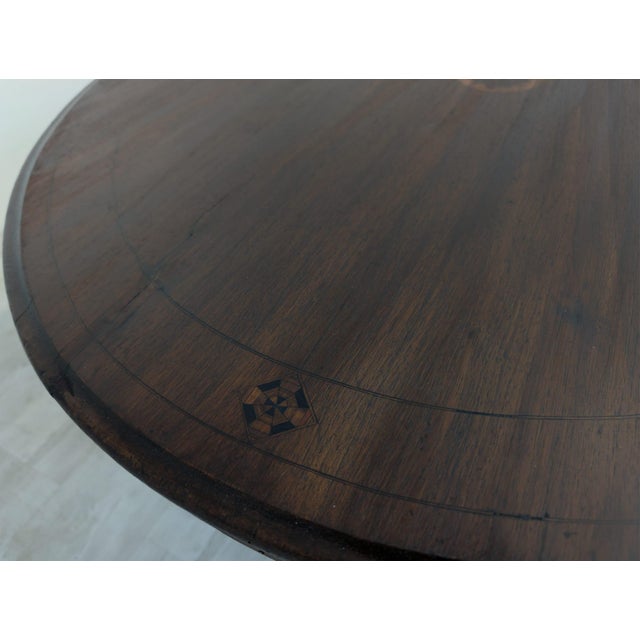 Brown Antique Oval Coffee Table in Mahogany with Marquetry For Sale - Image 8 of 15