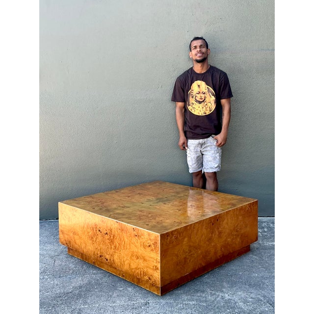 Late 20th Century Vintage Book Matched Burl Wood Coffee Table For Sale - Image 5 of 12