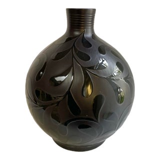 Late 20th Century Black Studio Pottery Large Scale Vessel For Sale