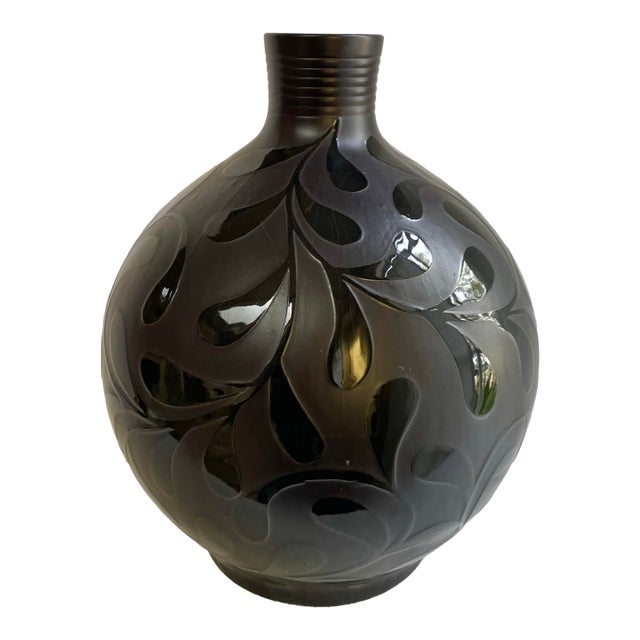 Late 20th Century Black Studio Pottery Large Scale Vessel For Sale