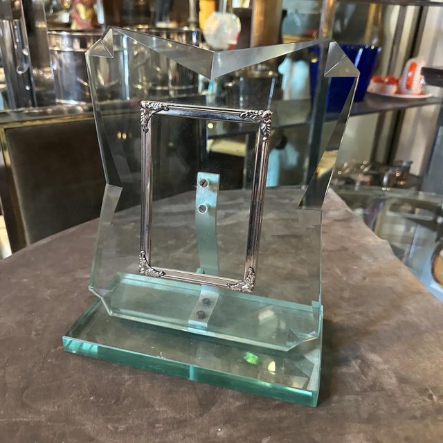 1950s 1950s Fontana Arte Style Mid-Century Modern Verde NIlo Glass Picture Frame For Sale - Image 5 of 11