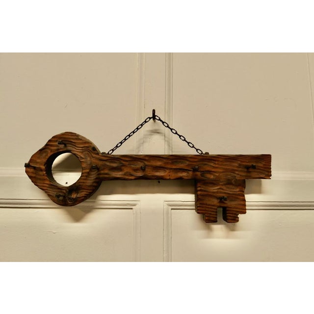 Large Rustic Cedar Wood Key Hanging Rack, 1960 For Sale - Image 4 of 6