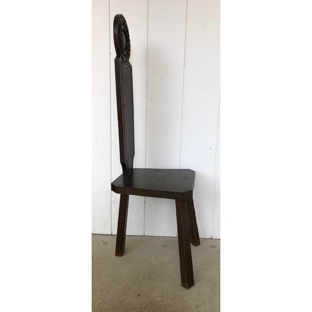 Vintage Mid Century Carved Wood ThreeLegged Chair Chairish