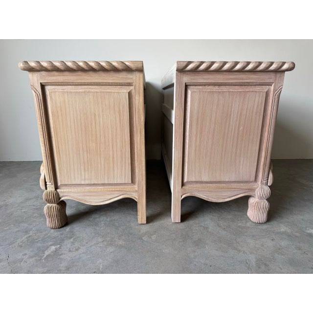 1980s 1980’s Vintage Hollywood Regency Style Hand-Carved Wood Commodes – A Pair For Sale - Image 5 of 12