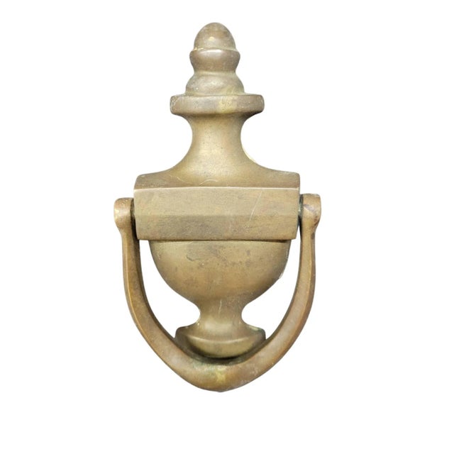 Vintage Colonial Solid Brass Door Knocker For Sale - Image 4 of 6