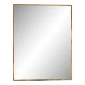 1970s Italian Wood & Brass Geometric Mirror