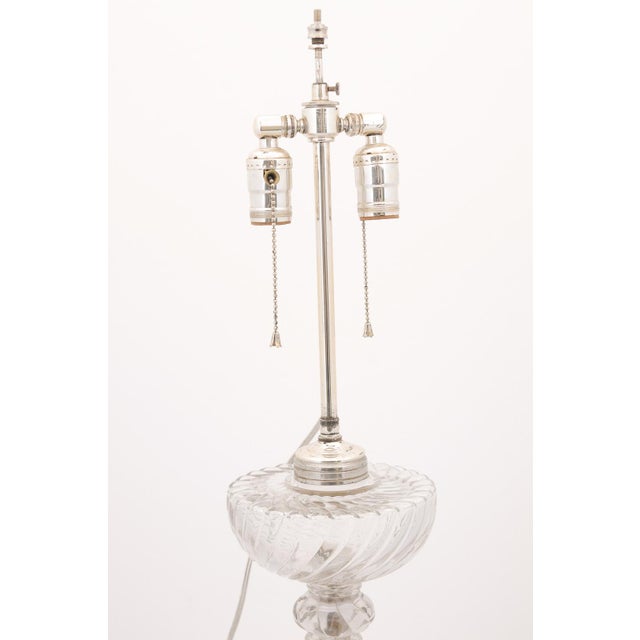 Late 19th Century Large Baccarat Style Oil Lamps With Silver Plate Accents, France - a Pair For Sale - Image 11 of 12