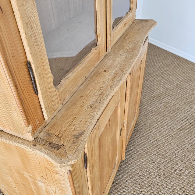 Antique Pine Glass Door Hutch Cabinet | Circa 1890 For Sale - Image 11 of 14